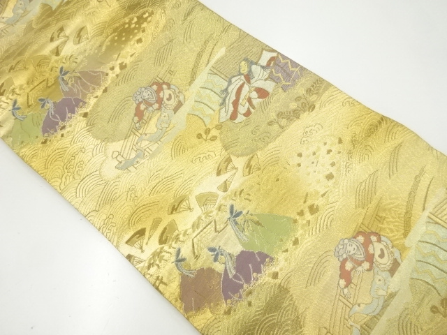 佐賀錦時代人物模様織出し全通袋帯